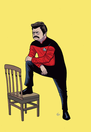 Illustration for article titled This Parks and Recreation/Star Trek Mashup Art Is Just Perfect